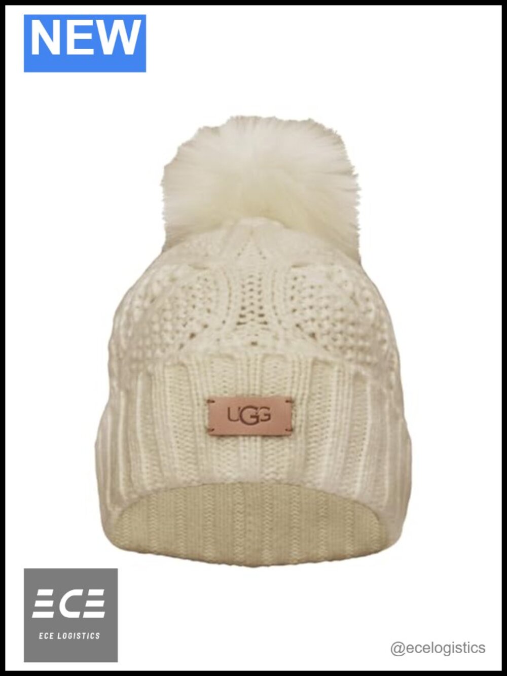 Cable Knit Beanie with Pom, Acrylic Polyamide Wool Blend Winter Hat